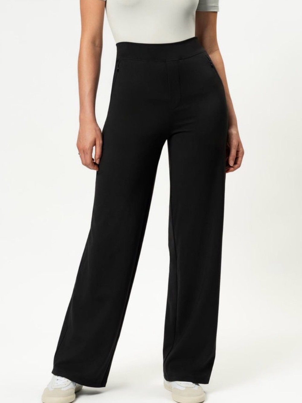 NINEPINE Women's Asana Relaxed Straight Leg Pants Size Med. Black Waist 27"x25"